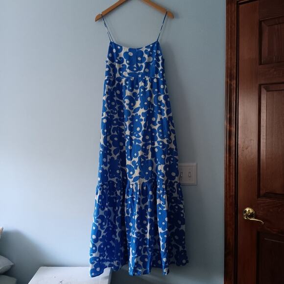 Xirena Fae Cotton Pockets Blue Curls Dress L - Picture 2 of 8